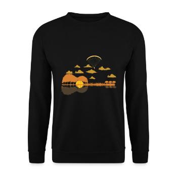 Guitarist guitar paraglider aviator sunset art - Unisex Sweatshirt - black - Front - Alina (178cm) & Michal (187cm)