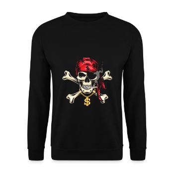 Pirate kids costume skull hip hop gold chain - Unisex Sweatshirt - black - Front - Alina (178cm) & Michal (187cm)