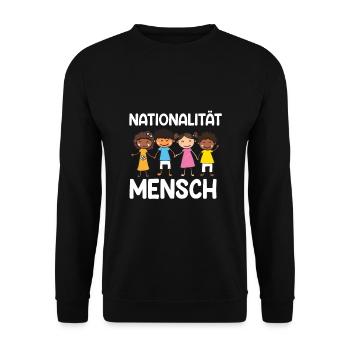 Nationalität Mensch Anti Rassismus Geschenk - Unisex Pullover - Schwarz - Vorne - Alina (178cm) & Michal (187cm)