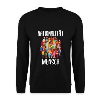 Nationalité Humaine Anti Racisme Pas de racisme - Sweat-shirt Unisexe - noir - Devant - Alina (178cm) & Michal (187cm)
