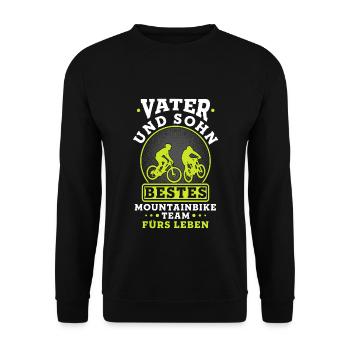Father and son best mountain bike team for life - Unisex Sweatshirt - black - Front - Alina (178cm) & Michal (187cm)
