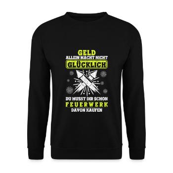 Lustiges Pyrotechniker Geschenk Pyro Feuerwerk - Unisex Pullover - Schwarz - Vorne - Alina (178cm) & Michal (187cm)