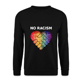 No Racism Love Heart Anti Racism Gift - Unisex Sweatshirt - black - Front - Alina (178cm) & Michal (187cm)