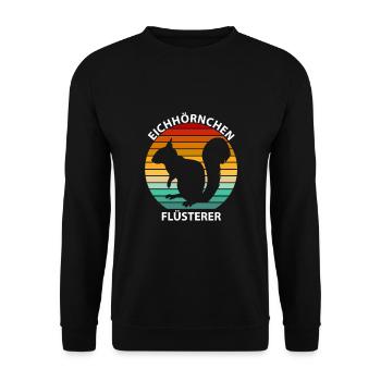 Eichhörnchen Flüsterer Eichkätzchen Squirrel Retro - Unisex Pullover - Schwarz - Vorne - Alina (178cm) & Michal (187cm)