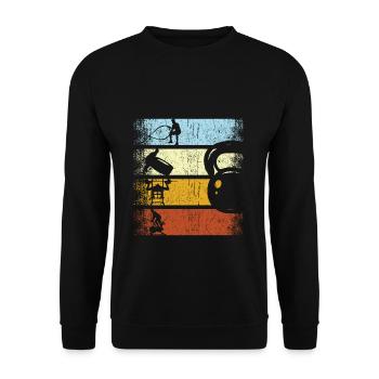 Retro Fitness Krafttraining Gym Zirkel Training - Unisex Pullover - Schwarz - Vorne - Alina (178cm) & Michal (187cm)