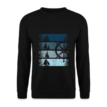 Rétro vintage voilier voilier voilier marin - Sweat-shirt Unisexe - noir - Devant - Alina (178cm) & Michal (187cm)