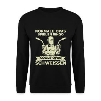 Normale Opas spielen Bingo coole Opas Schweissen - Unisex Pullover - Schwarz - Vorne - Alina (178cm) & Michal (187cm)
