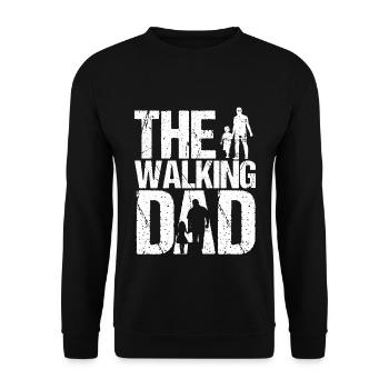 The Walking Dad T-Shirt Vintage Vatertag Geschenk - Unisex Pullover - Schwarz - Vorne - Alina (178cm) & Michal (187cm)