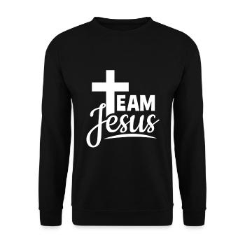 Team jesus religion church belief christian - Unisex Sweatshirt - black - Front - Alina (178cm) & Michal (187cm)