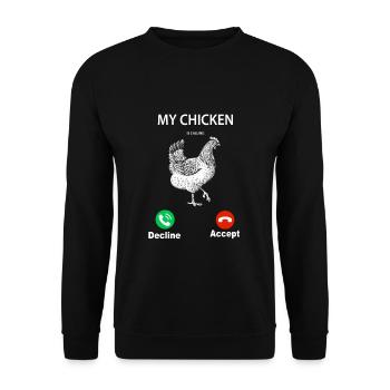 My Chicken Is Calling My Chicken Is Calling Chicken Farmer - Unisex Sweatshirt - black - Front - Alina (178cm) & Michal (187cm)