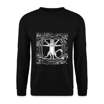 Leonardo Da Vinci Vitruvian Cat Cat Gift - Unisex Sweatshirt - black - Front - Alina (178cm) & Michal (187cm)
