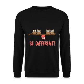 Be different owls bird owl saying - Unisex Sweatshirt - black - Front - Alina (178cm) & Michal (187cm)