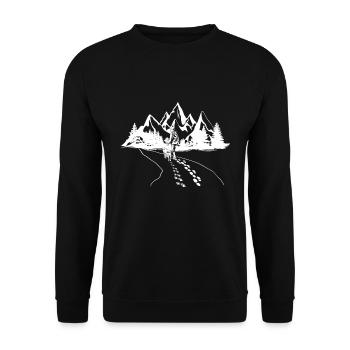Mountains dog walking dog walk kids dog gift - Unisex Sweatshirt - black - Front - Alina (178cm) & Michal (187cm)