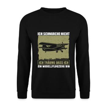 Ich schnarche nicht Modellflugzeug Modellflieger - Unisex Pullover - Schwarz - Vorne - Alina (178cm) & Michal (187cm)