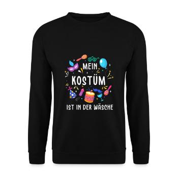 Mein Kostüm ist in der Wäsche Karneval Fasching - Unisex Pullover - Schwarz - Vorne - Alina (178cm) & Michal (187cm)
