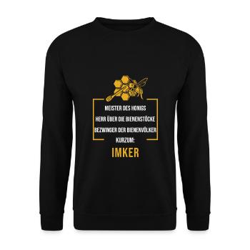 Meister des Honigs Bienenstock Imker Bienen - Unisex Pullover - Schwarz - Vorne - Alina (178cm) & Michal (187cm)