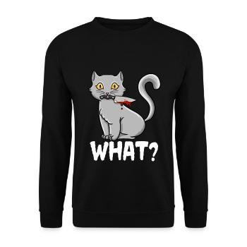 Cat What Funny Black Murderous Cat With Knife - Unisex Sweatshirt - black - Front - Alina (178cm) & Michal (187cm)