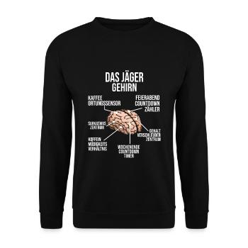 Jäger Gehirn Jagd Drahthaar Hirsch Jagdmeister - Unisex Pullover - Schwarz - Vorne - Alina (178cm) & Michal (187cm)