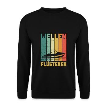Wellen Flüsterer Motorboot Kapitän Skipper Boot - Unisex Pullover - Schwarz - Vorne - Alina (178cm) & Michal (187cm)