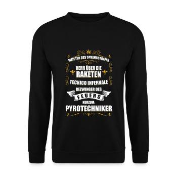 Pyrotechniker Lustige Pyro Feuerwerk Sprengstoff - Unisex Pullover - Schwarz - Vorne - Alina (178cm) & Michal (187cm)