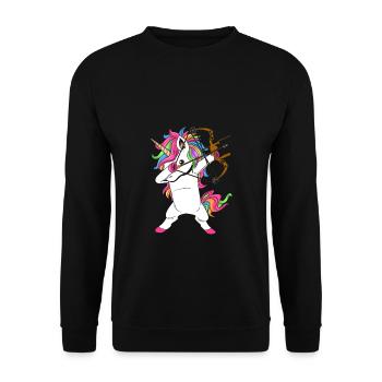 Tir à l'arc de licorne tamponnant - Sweat-shirt Unisexe - noir - Devant - Alina (178cm) & Michal (187cm)