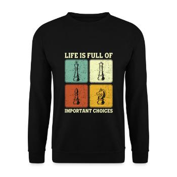 La vie est pleine de joueurs d'échecs importants - Sweat-shirt Unisexe - noir - Devant - Alina (178cm) & Michal (187cm)