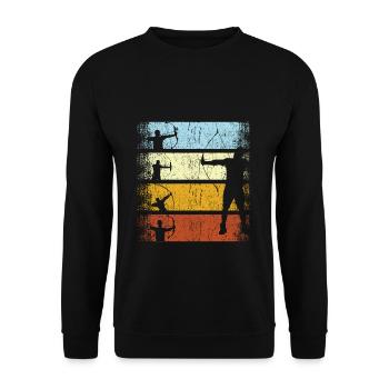 Flèche d'archer tir à l'arc rétro - Sweat-shirt Unisexe - noir - Devant - Alina (178cm) & Michal (187cm)