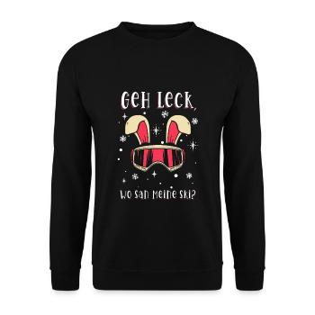 Wo sind meine Ski Skihase Skibunny Skifahrer Hase - Unisex Pullover - Schwarz - Vorne - Alina (178cm) & Michal (187cm)