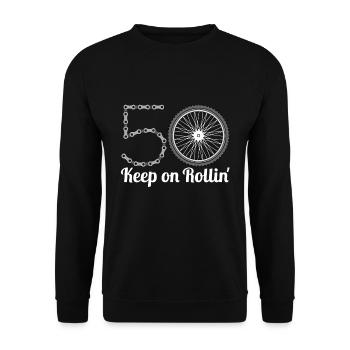 50th birthday gift cyclist bike rider - Unisex Sweatshirt - black - Front - Alina (178cm) & Michal (187cm)