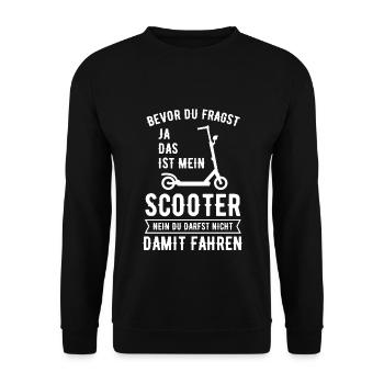 Bevor Du Fragst Ja Das Ist Mein Scooter E-Roller - Unisex Pullover - Schwarz - Vorne - Alina (178cm) & Michal (187cm)