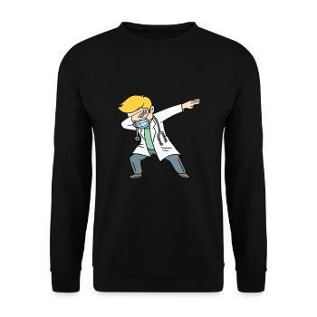 Dabbing Doktor Doktorand Abschluss Doktortitel - Unisex Pullover - Schwarz - Vorne - Alina (178cm) & Michal (187cm)