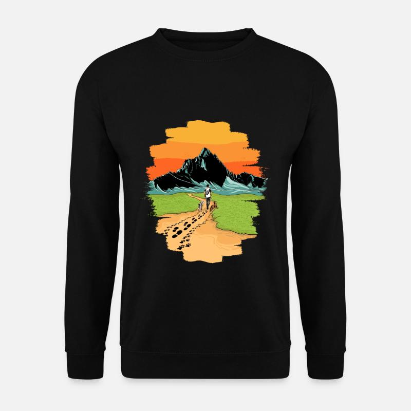 Berge Hund Wandern Gassi Kinder Hunde Geschenk - Unisex Pullover - Schwarz