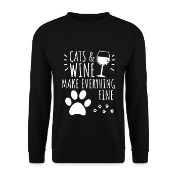 Cats And Wine Make Everything Fine Wine Cats - Unisex Sweatshirt - black - Front - Alina (178cm) & Michal (187cm)