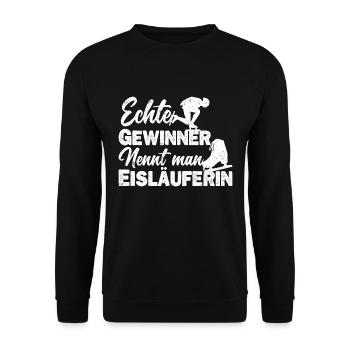 Eisläuferin Eislaufen Eiskunstläuferin Spruch - Unisex Pullover - Schwarz - Vorne - Alina (178cm) & Michal (187cm)