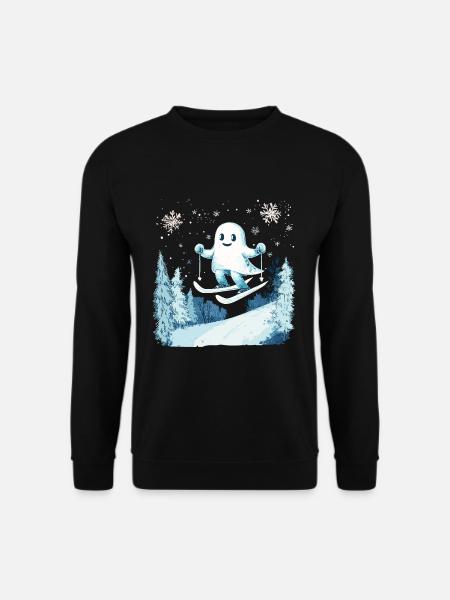 Geist Skifahrer Halloween - Unisex Pullover - Schwarz