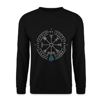 Wikinger Kompass Nordische Mythologie Vegvisir - Unisex Pullover - Schwarz - Vorne - Alina (178cm) & Michal (187cm)