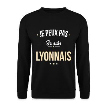 Je peux pas je suis Lyonnais - Sweat-shirt Unisexe - noir - Devant - Alina (178cm) & Michal (187cm)