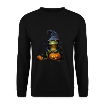 Halloween Frosch - Unisex Pullover - Schwarz - Vorne - Alina (178cm) & Michal (187cm)