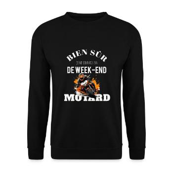 Je ne connais pas le week end je suis motard - Sweat-shirt Unisexe - noir - Devant - Alina (178cm) & Michal (187cm)