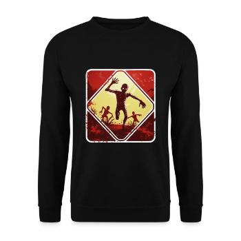 Signe d’avertissement de Zombie d’Halloween - Sweat-shirt Unisexe - noir - Devant - Alina (178cm) & Michal (187cm)