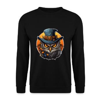 Eule Halloween - Unisex Pullover - Schwarz - Vorne - Alina (178cm) & Michal (187cm)