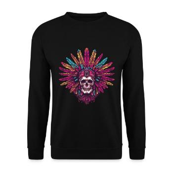 Indian Skeleton - Unisex Sweatshirt - black - Front - Alina (178cm) & Michal (187cm)