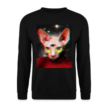 Cat - Unisex Sweatshirt - black - Front - Alina (178cm) & Michal (187cm)