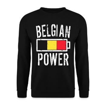 Belgique Belgian Power Graphic - Sweat-shirt Unisexe - noir - Devant - Alina (178cm) & Michal (187cm)