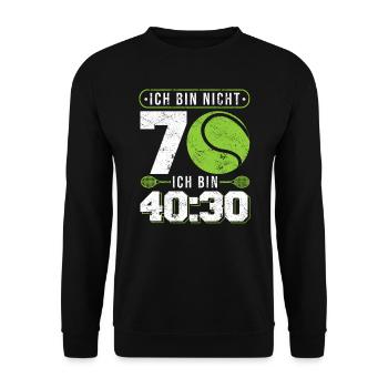 Nicht 70 Ich bin 30:30 für 70. Geburtstag Tennis - Unisex Pullover - Schwarz - Vorne - Alina (178cm) & Michal (187cm)