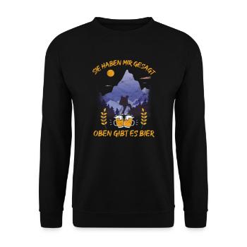 lustiges Wander Shirt Sie sagten oben gibt es Bier - Unisex Pullover - Schwarz - Vorne - Alina (178cm) & Michal (187cm)