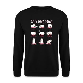 Cats Love Yoga Différentes positions de yoga - Sweat-shirt Unisexe - noir - Devant - Alina (178cm) & Michal (187cm)