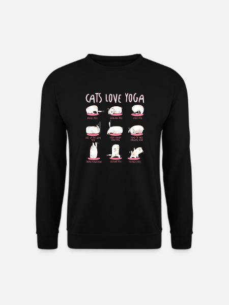 Cats Love Yoga Verschiedene Yoga Positionen - Unisex Pullover - Schwarz