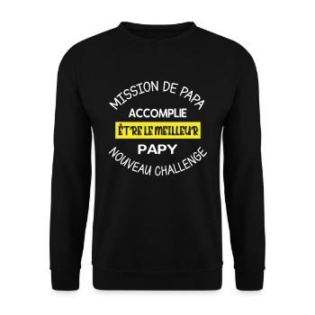 Papy cadeau futur papi phrase drôle anniversaire - Sweat-shirt Unisexe - noir - Devant - Alina (178cm) & Michal (187cm)