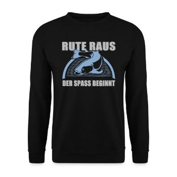 Rute raus der spass beginnt angeln Angel Fisch - Unisex Pullover - Schwarz - Vorne - Alina (178cm) & Michal (187cm)